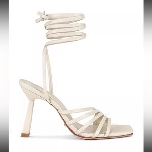 RAYE Sookie bone white ivory wrap sandal heel 8.5 Revolve